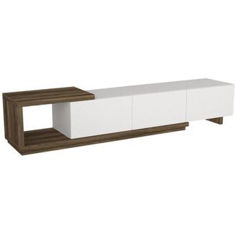 Vente-Unique Mobile TV con 3 cassetti e 1 nicchia Bianco e Naturale - DUKIAN
