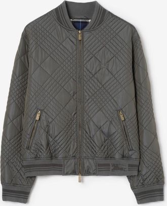 Burberry Micro Check-stitch Nylon Blend Bomber Jacket, Size: XXL