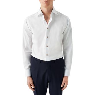 Eton Slim Fit Cotton Twill Dress Shirt in White at Nordstrom Rack, Size 15R