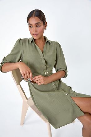 Roman Short Belted Shirt Dress