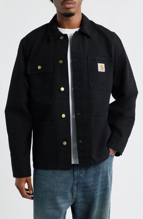 Carhartt Work in Progress Michigan Canvas Coat in Black /Black Rinsed at Nordstrom, Size X-Large