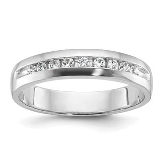 Diamond2Deal 14k White Gold Lab Grown Diamond 9-Stone Band Ring 1/4Ct Clarity- VS Color- G-H