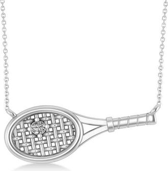 Allurez Tennis Racket with Diamond Ball Pendant Necklace 14k in White Gold at Nordstrom, Size 18