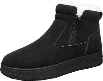 Generic Men snow boots with thick velvet and warm cotton shoes cold resistant thick soled casual short boots (Black,6.5)