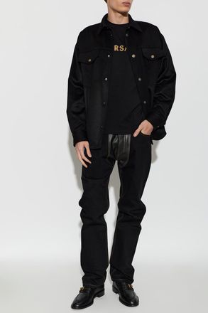 Versace Cashmere Jacket With Pockets, Mens, Black