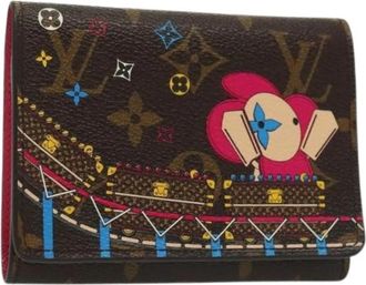 Louis Vuitton Pre-owned Victorine wallet - Dames - Vintage Accessoires - Bruin - ONE Size - Tweed - Vintage