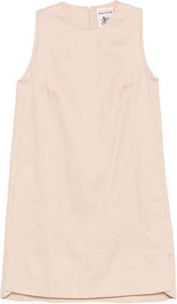 Semicouture Mouwloze A-lijn Jurk - Dames - Korte kleedjes - Beige - M - Katoen - Kleedjes