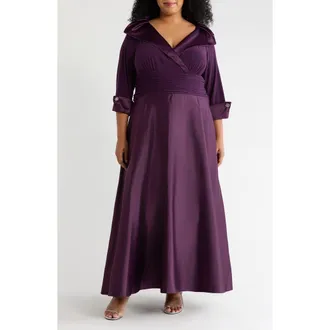 Jessica Howard Rhinestone Cuff Cocktail Dress in Eggplant at Nordstrom, Size 24W