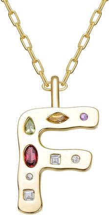 Genevive 14K Plated Cz Alphabetical Necklace