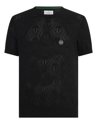 Philipp Plein Round Neck T-Shirt Openwork Monogram
