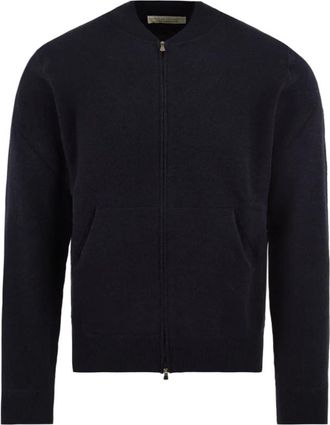 FILIPPO DE LAURENTIIS Bomberjack met rits - Heren - Vesten met rits - Blauw - XL - Wol - Hoodies & sweatvesten