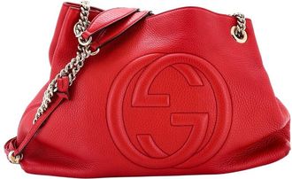 Gucci Red Leather Soho Chain Strap Shoulder Bag Medium (Authentic Pre-Loved)