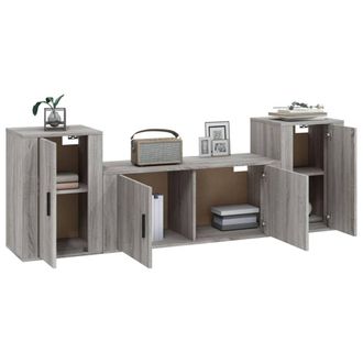 Berkfield Home Classic 3 Piece TV Cabinet Set Grey Sonoma Engineered Wood