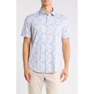 Bugatchi Short Sleeve Woven Shirt in Platinum at Nordstrom Rack, Size Small