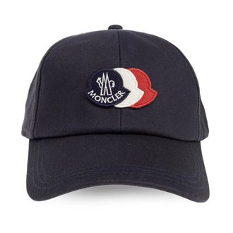 Moncler Baseballpet met logo-patch - Heren - Petten - Blauw - ONE Size - Katoen - Accessoires