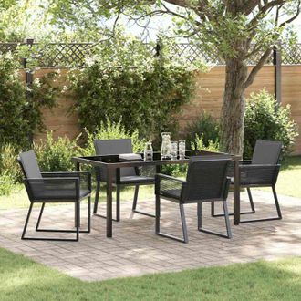 vidaXL Conjunto De Comedor De Jard&iacute;n 5 Pcs Negro Polirat&aacute;n Vidaxl