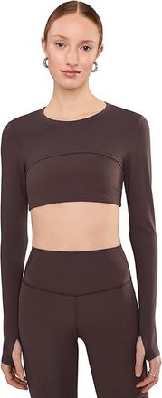 SPLITS59 Amelia Airweight Lite Shrug Womens Clothing Dark Chocolate : XS, Nylon/Spandex