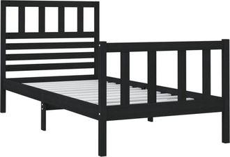 vidaXL Bed Frame without Mattress Black Small Single Solid Wood Vidaxl