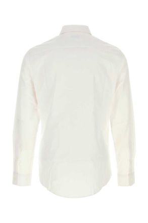 Burberry Mens White Poplin Shirt Exterior: Cotton Camicie