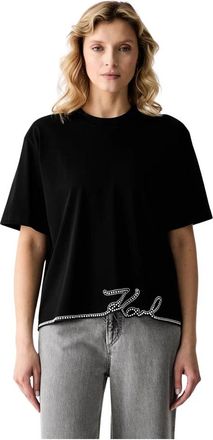 Karl Lagerfeld Signature Hem T-shirt - Dames - T-shirts - Zwart - L - Katoen - Tops