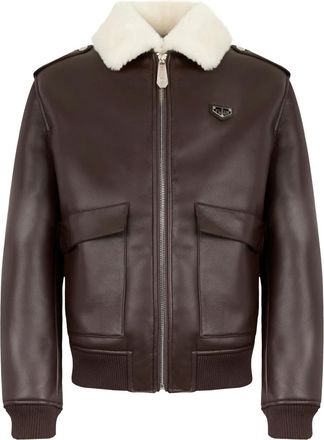 Philipp Plein Giacca biker con applicazione - Marrone