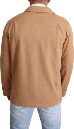 Dolce & Gabbana Mens Brown Cotton Button Collared Coat Jacket Light Blue Camel Nylon Clothing