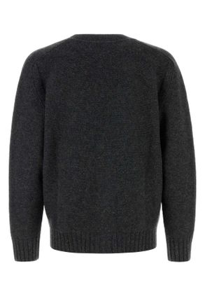 Bottega Veneta Mens Charcoal Wool Cardigan Anthracite Exterior: Maglieria