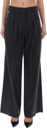 Pantaloni Torino Grey Virgin Wool-Blend Wide-Leg Pants