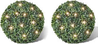vidaXL Vidaxl - Hoja Artificial Bola De Poda 27 Cm Con Cuerda De Led Solar 2 Piezas