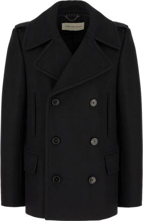 Dries Van Noten Double-Breasted Jas - Heren - Mantel - Zwart - XL - Wol - Jassen