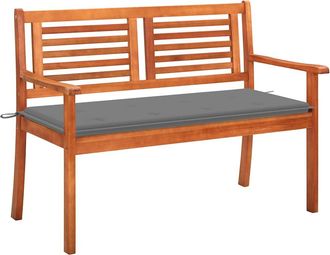 vidaXL Vidaxl - Banco De Jard&iacute;n 2 Plazas Madera Maciza Eucalipto Y Coj&iacute;n 120 Cm