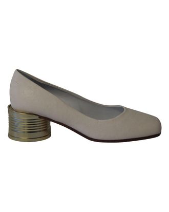 Maison Margiela Womens Tin Can Heel Pumps in White Leather - Size EU 35