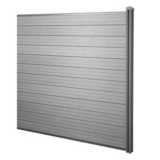 Hhg [nunca Usado] Biombo Wpc Sarthe, Valla Cortaviento, Poste Wpc, Elemento De Prolongaci&oacute;n, 1.88m Gris