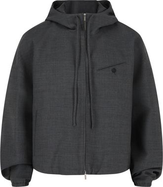 Ferragamo Mens Wool Zip-Up Jacket In Grey