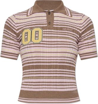 Off-white Polo Shirt With Patch - Dames - V-hals truien - Roze - 2XS - Katoen - Truien & Vesten