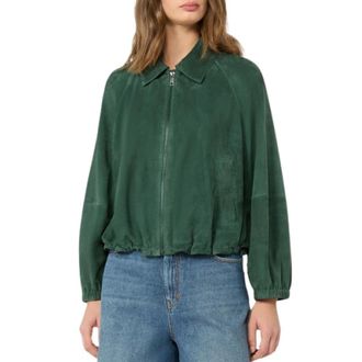 Max Mara Jassen, Dames, Groen, S, Leer, Leren Jas