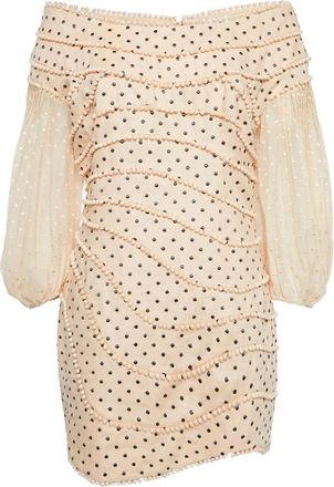 Zimmermann Pre-Owned beaded-embellishments polka dot-pattern mini dress - Neutrals