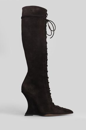 PARIS TEXAS Nina Lace Up High Heels Boots