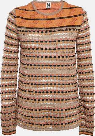 M Missoni Grey Floral Perforated Knit Top