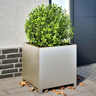 Berkfield Home Garden Planter 50x50x50 cm Stainless Steel in Silver | Size: 50 x 50 x 50 cm