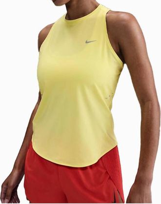 Nike Swift Dri-Fit Running Tank Top In Yellow/light Zitron