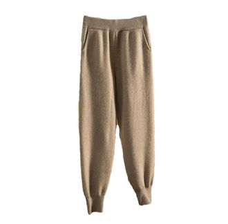 Generic Womens Woolen Knitted Sweatpants Winter Wide-Leg Joggers with Ankle Banded Cuffs, Sports Pants Casual Trousers