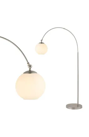 Jonathan Y Designs Nora 71 Coastal Vintage Iron LED Floor Lamp in Nickel at Nordstrom