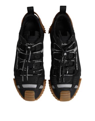 Dolce & Gabbana Mens Black Logo Lace Up Low Top Ns1 Sneakers Shoes And Brown