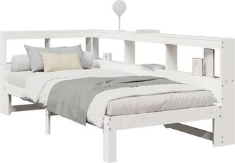 vidaXL Bookcase Bed without Mattress White 75x190 cm Small Single Solid Wood Pine Vidaxl