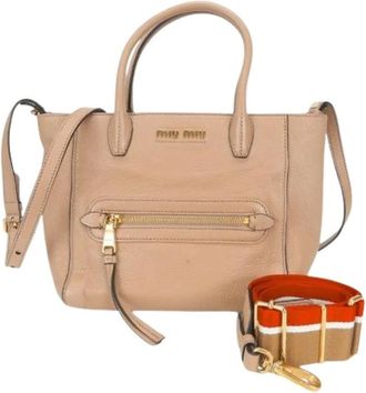 Miu Miu Pre-owned Handbags, female, Beige, Size: ONE SIZE Pre-owned Small Leather Handbag