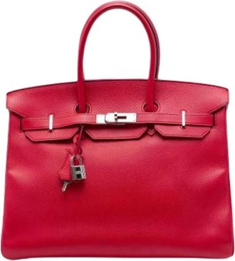 Herm&egrave;s Pre-owned Birkin 35 - Dames - Vintage Handtas - Rood - ONE Size - Leer - Vintage