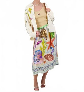 Me369 Vanessa Printed Midi Skirt In Magic Ocean