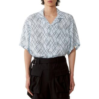 Lanvin Printed Flowy Shirt in Blue at Nordstrom, Size 39 Eu