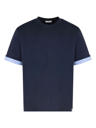 Tシャツ・カットソー PAOLO PECORA Men T-shirt Navy F03241696 713 Navy Blue Shiny Jersey T-Shirt - Paolo Pecora Milano
